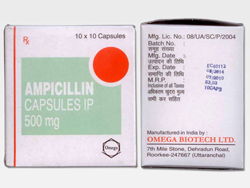 アンピシリン(Ampicillin) 250mg 500mg 10カプセル/シート