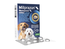 ミルプラゾンチュワブル(Milprazon Chewable) 2.5mg/25mg 小型犬と子犬用(0.5kg以上) 4錠/1箱