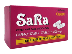 サラ(SaRa) 500mg パラセタモール 100錠 楕円形の錠剤