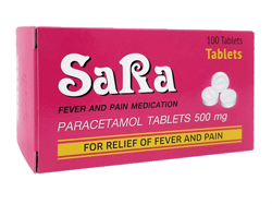 サラ(SaRa) 500mg パラセタモール 100錠 丸の形の錠剤